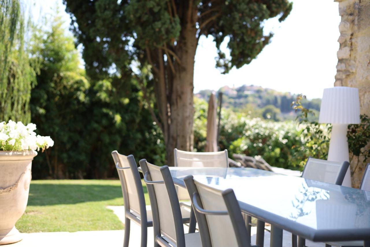 L'Elegante Bastide En Pierre Avec Vue Sur Le Vieux Village De Mougins Eksteriør bilde
